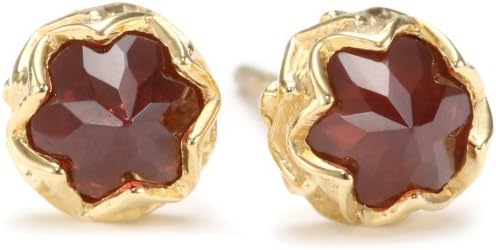 Katie Diamond "karma" Yellow Gold Red Garnet Stud Earrings