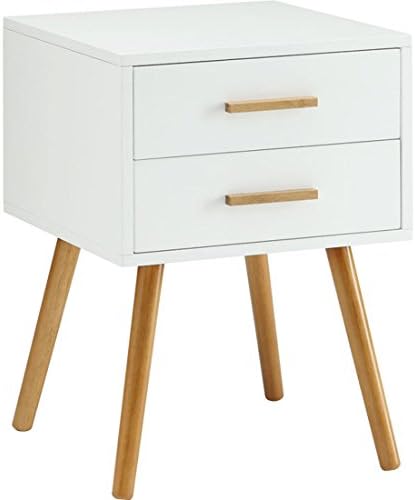 Oslo End Table - 2 Drawer End Table is Perfect Addition to Any Home - Piano Finish Surface in White Color - 1 Year Warranty!