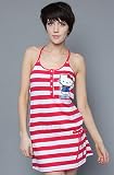 Hello Kitty Intimates The Simply Adorable Chemise in Red Stripe,Sleepwear for Women