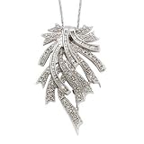 1.50 Ct. T.W. Diamond Ribbon Style Brooch/Pendant In 14kt White Gold