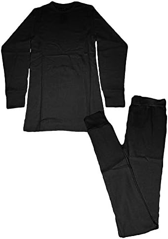 Women's Stanley Workwear Waffle Knit 2 Piece Top & Bottom Thermal Underwear Set (Large, Black)