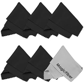 (6 Pack) MagicFiber Microfiber Cleaning Cloths for LCD, TV and Laptop Screens, Camera Lenses, Tablets (iPad, Nexus, Nook), Cell Phones (iPhone, Samsung, Blackberry), Glasses, Jewelry, and Other Delicate Surfaces (5 Black, 1 Grey)