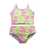 Girlfriends by Anita G Designer Clothes - Girls 2 Piece Big Flower Tankini Bathing Suit, Pink, Lime