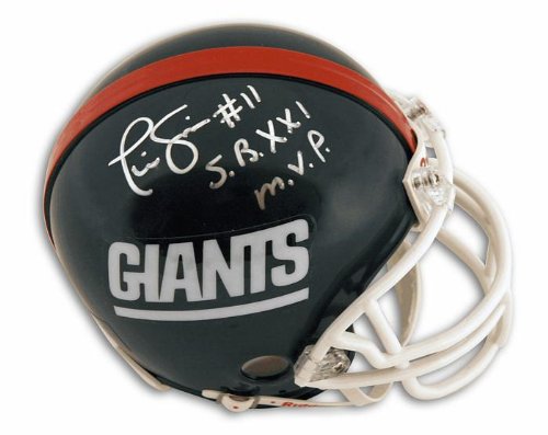 Autographed Phil Simms New York Giants Throwback Mini Helmet Inscribed SB XXI MVP