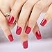 False Nails Bling Art French Fake Matte Gel Glitter Polished Squoval 24 Acrylic Medium Tips Glue (Red)