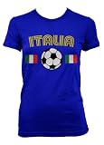 (Cybertela) Italia Flag Soccer Ball Junior Girl's T-shirt Country Sport Tee (Royal Blue, Small)