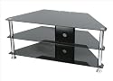 Plasma & LCD Glass Stand Up to 42" - Black Glass &  Chrome Stand
