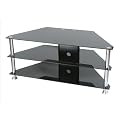 Levv Glass Stand For Plasma & LCD TV Up to 42-inch - Black Glass with Chrome Legs