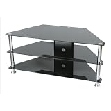 Levv Glass Stand Up to 50-inch with Chrome Legs For Plasma/LCD TV - Blackby Levv