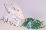 Scott's Cakes Small Maple Walnut Fudge Dark Chocolate Easter Egg in a Bunny Box with Blue Foil