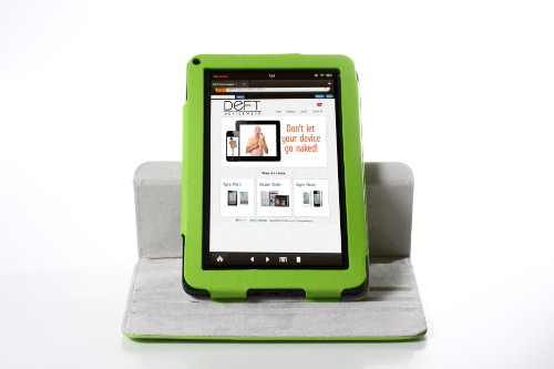 Deft Dante 360: Rotating Green Kindle Fire Original Generation Case (One-Piece Folio Kindle Fire Cover Multi-angle Vertical and Horizontal Stand for NON HD Version)