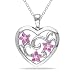 Sterling Silver Pink Sapphire and Diamond Heart Pendant Necklace (0.03 cttw, G-H Color, I2-I3 Clarity), 18