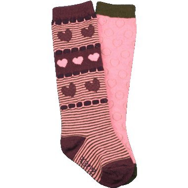 Robeez Organic Baby Infant Girls Fuchsia Pink and Brown Knee Socks, Size 6 - 12 Months