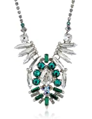 Sorrelli "Viridescence" Deco Style Multi-Cut Crystal Silver-Tone Pendant Necklace, 17.5"