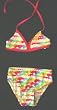Girls 2 PC Swimsuit Tie Neck Multi Hearts