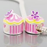 Pandora Style Silver Plated Pink CAKE with Flower *Fits Pandora, Chamalia, Biagi
