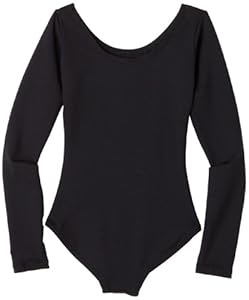 Capezio Little Girls' Team Basics Long Sleeve Leotard,Black,S (4-6)