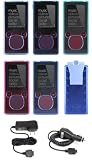 PCMICROSTORE Brand (2nd Generation) Microsoft Zune 4GB 8GB Crystal Carrying Case with Removable Belt Clip - Bundled with 12v Rapid Premium Car Charger and Home Travel Wall AC Adapter Charger - 5 Color Choices
