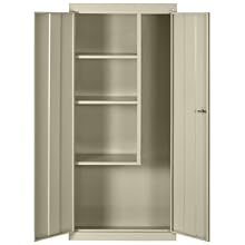 Sandusky Lee VFC1301566-07 Putty Steel Powder Coat Janitorial/Supply Cabinet with Cam Locking System, 66" Height x 30" Width x 15" Depth, 3 Shelves