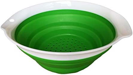 Sturdy Collapsible Colander Easy Drain Silicone Strainer by Kitchen Favorites (1, 11"x9" Oval)