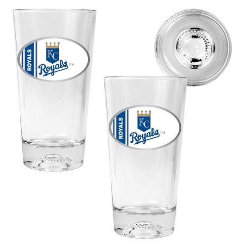 MLB Kansas City Royals Two Piece Pint Ale Glass Set with Baseball Bottom - Oval Logo