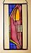 Charles Rennie Mackintosh Tulip and Lattice Design in Yellow in Stained Glass on Larger Panel