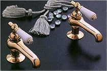 Antique Reproduction Faucet Set w/Porc Levers & Button - Chrome -