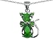 3.75 cttw 14K White Gold Plated 925 Sterling Silver Cat Pendant With Round Simulated Emerald