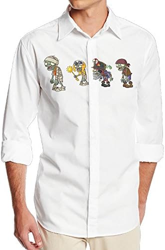 Plants Vs Zombeis Duola Men's Cool Long Sleeve Button Down Shirts - SizeXL White