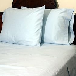 Egyptian Cotton 400 Thread Count Solid Sateen Duvet Cover - Light Blue - Queen