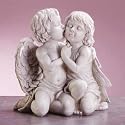 KISSING CHERUBIM SCULPTURE FIGURINE OUTDOOR PATIO YARD