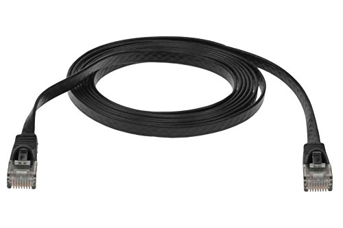 SF Cable, 7 ft Premium UltraFlat CAT6 550 MHZ Flat Patch Cable Black