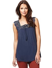 Indigo Collection Folk Diamond Vest Top
