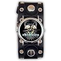 Chimaira - Double Skull Horns Rivet Holes Single Wide Cuff Watch