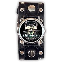 Chimaira - Double Skull Horns Rivet Holes Single Wide Cuff Watch