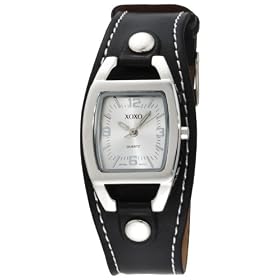 XOXO Womens XO3169 Silver Dial Black Strap Watch