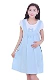 【SEBLES】マタニティ 妊婦 ファッション ワンピース カジュアル フレア スカート リボン 無地 コットン ポリエステル ラウンドネック ハイウエスト スカート 半袖 長袖 春 初夏 夏(ライト