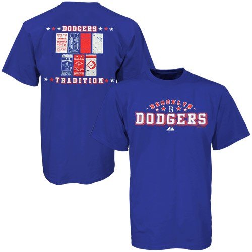 Majestic Brooklyn Dodgers Royal Blue Ticket History T-shirt