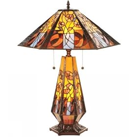 Meyda Lighting Mackintosh Begonia Hex Lit Base Table Lamp 50807
