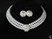 Bridal Wedding Jewelry Set Diamond White 3 Row Swarovski Pearl Necklace Clip Earrings Bridal Wedding Jewelry Set Diamond White 3 Row Swarovski Pearl Necklace Clip Earrings