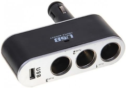 Fonus Three Ways Car Lighter DC Socket Splitter Charger Power Adapter with USB Port for iPhone 5 4S 4 3GS - iPod Touch - Samsung Galaxy S4 S3 S2 - BlackBerry Z10 Q10 - HTC ONE - DROID DNA - Samsung Galaxy Note 2 II