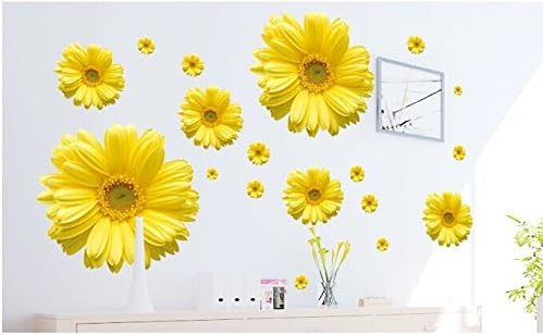 3D Yellow Daisies Removable Vinyl Mural Wall Decor Decals for Living Room Bedroom Hallway Sitting Room Play Room Home D¨¦cor Wall Sticker