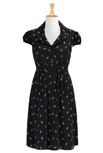 eShakti Women's Sea biscuit shirtdress XL-18 Tall Black/beige