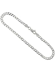 Sterling Silver Italian Curb Chain Necklaces & Bracelets 3.8mm Beveled Edges Nickel Free, sizes 7 - 30 inch