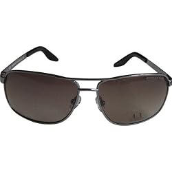 A|X AX155/S Sunglasses - Armani Exchange Men's Rectangular Full Rim Lifestyle Eyewear - Ruthenium/Black/Brown Shaded