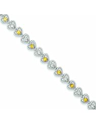 Genuine .925 Sterling Silver Citrine Diamond Bracelet 7.6 Grams . 100% Satisfaction Guaranteed.