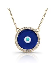 Victoria Kay 14k White Gold Diamond Enamel Evil Eye Necklace (1/8cttw, IJ, I1-I2)