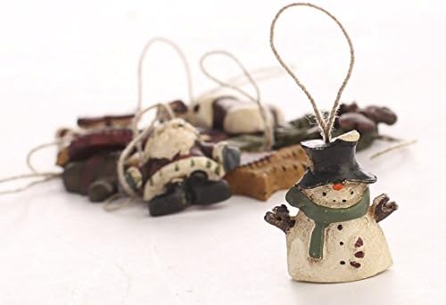 Collection of 27 Painted Polystone Christmas Mini Ornaments with Rustic Look and Jute Hanger