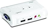 TRENDnet 2-Port USB KVM Switch Kit with Audio (Includes 2x KVM Cables) TK-209K (White)