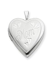 Sterling Silver 20mm MOM Heart Locket w/ 18in Chain. Metal Wt- 3.4g